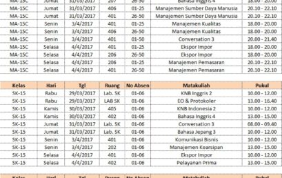 Jadwal Ujian Akhir Semester IV Ang 2015 TA 2016/2017