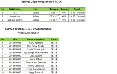 Jadwal Ujian Komprehensif Program Studi Sekretari TA 2016/2017