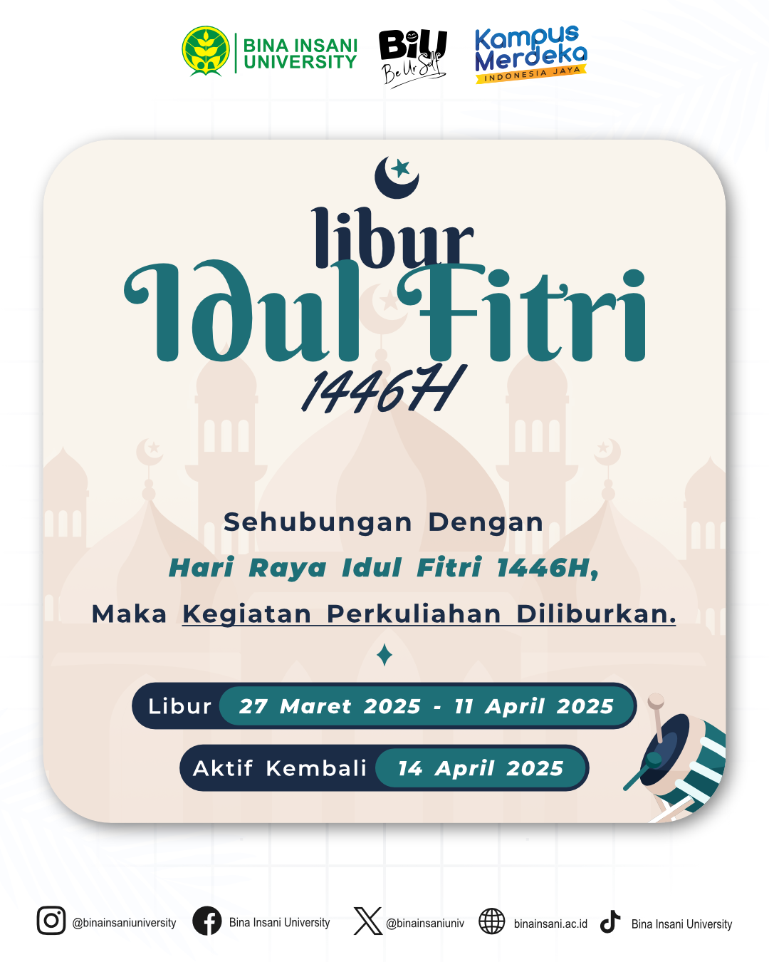 Pengumuman Libur Hari Raya Idul Fitri 1446 H Pengumuman Libur Hari Raya Idul Fitri 1446 H