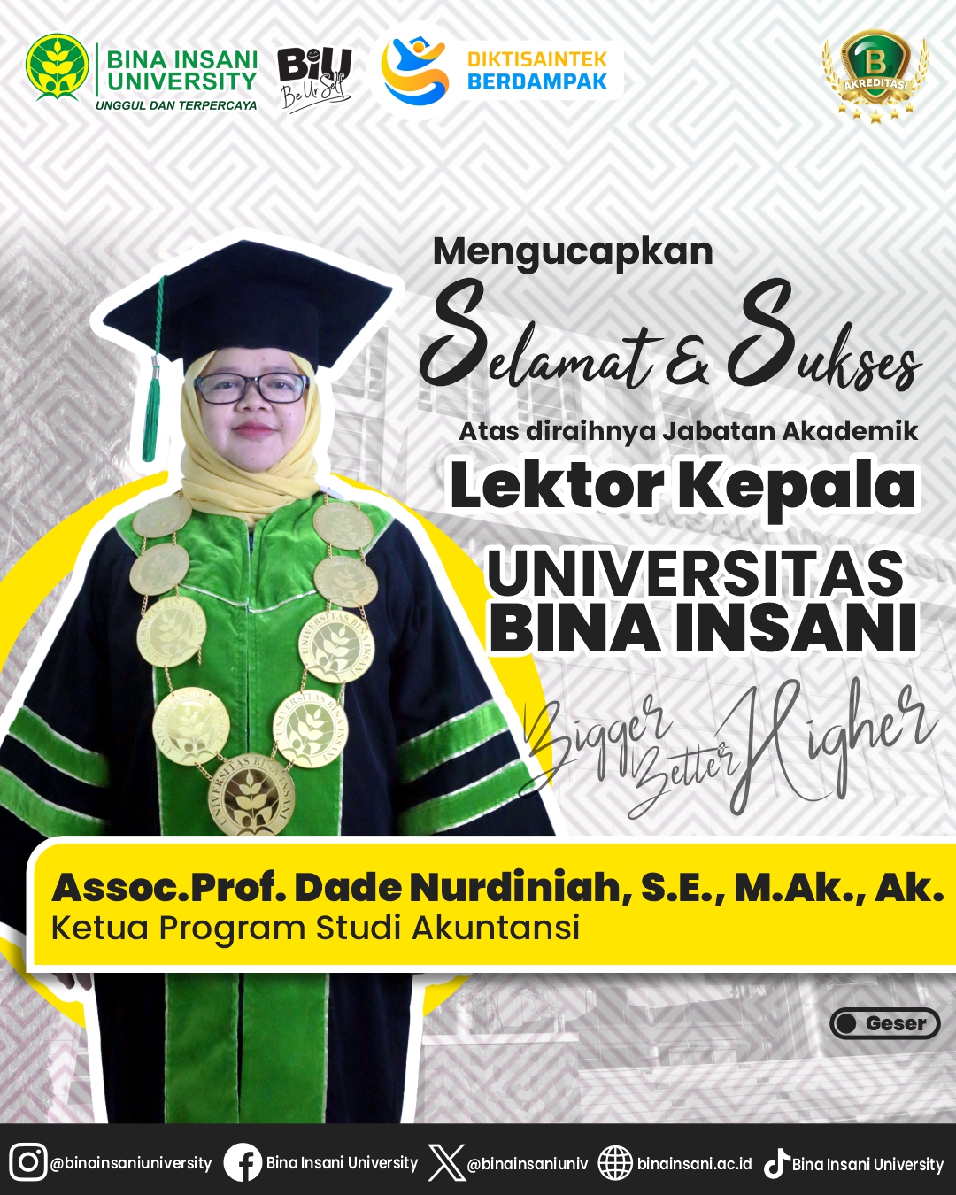 Dosen Universitas Bina Insani Raih Jabatan Akademik Lektor Kepala Dosen Universitas Bina Insani Raih Jabatan Akademik Lektor Kepala