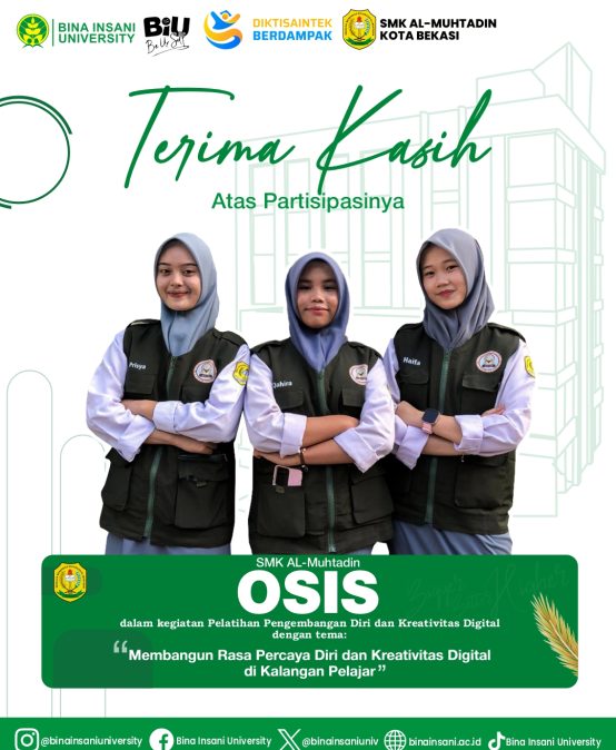 SMK Al-Muhtadin Gelar Pelatihan Pengembangan Diri dan Kreativitas Digital, Bina Insani University Hadir sebagai Narasumber