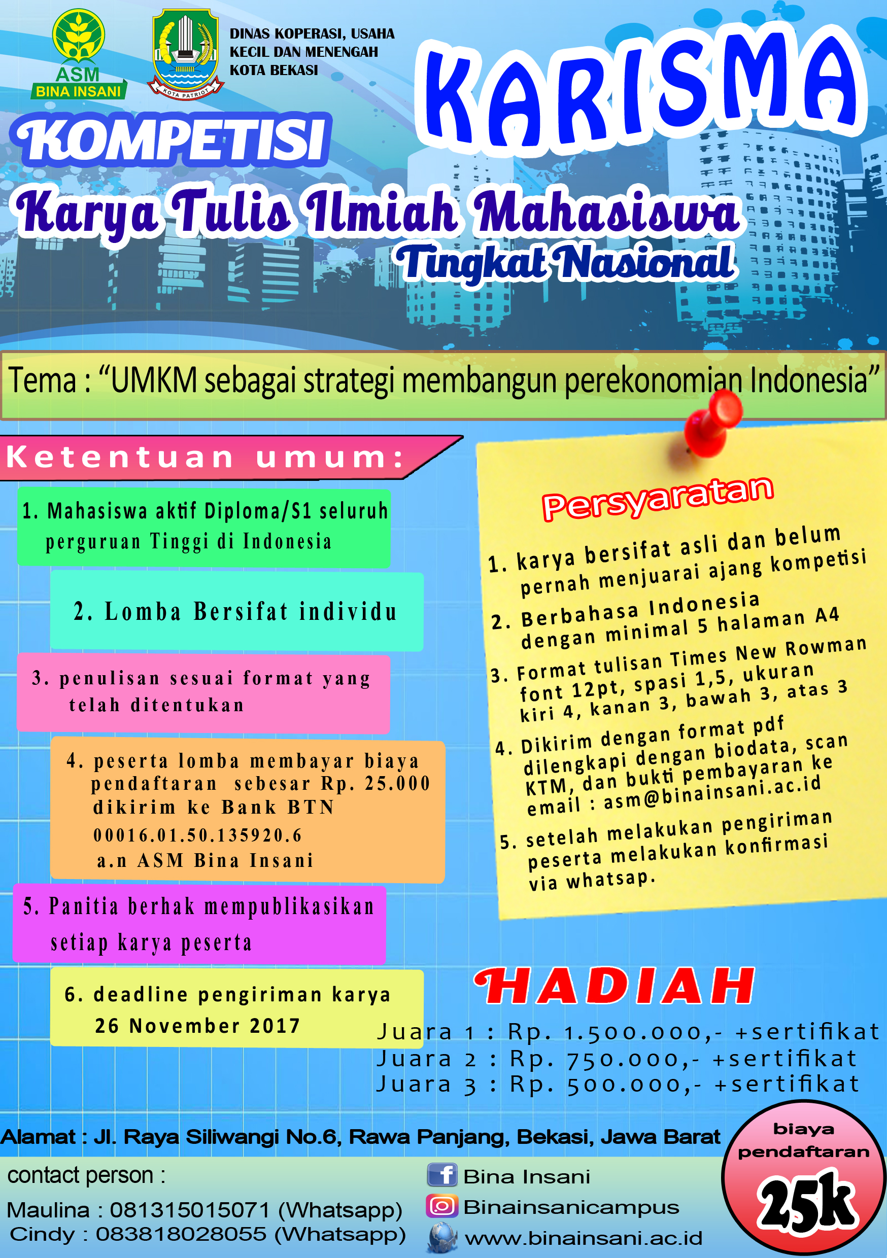 (KARISMA) Kompetisi Karya Tulis Ilmiah Mahasiswa Tingkat Nasional