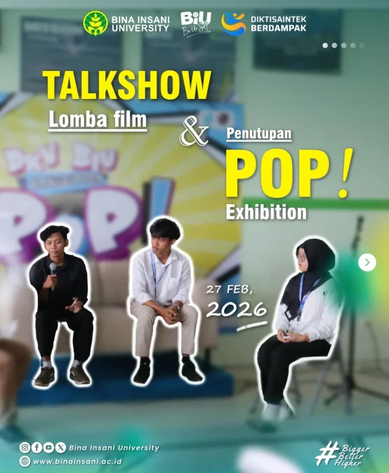 Talkshow Lomba Film dan Penutupan “POP” DKV BIU Exhibition Resmi Digelar di Bina Insani University